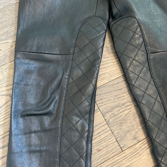 Black stretch leather biker-style leggings - Picture 4 of 4